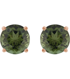 1874 14K Rose Set Round Natural Green Tourmaline Pair 6 Mm Friction Friction Backs Included 4-Prong Polished Natural Green Tourmaline Stud Earrings