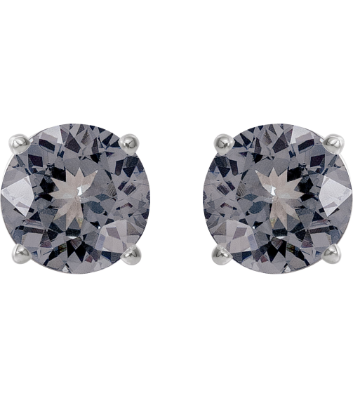 1874 14K White Set Round Natural Gray Spinel Pair 6 Mm Friction Friction Backs Included 4-Prong Polished Natural Gray Spinel Stud Earrings