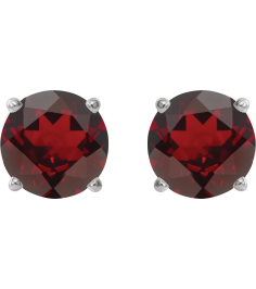 1874 14K White Set Round Natural Mozambique Garnet Pair 6 Mm Friction Friction Backs Included 4-Prong Polished Natural Mozambique Garnet Stud Earrings