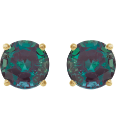 1874 14K Yellow Set Round Lab-Grown Alexandrite Pair 6 Mm Friction Friction Backs Included 4-Prong Polished Lab-Grown Alexandrite Stud Earrings