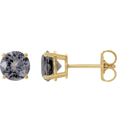 1874 14K Yellow Set Round Natural Gray Spinel Pair 6 Mm Friction Friction Backs Included 4-Prong Polished Natural Gray Spinel Stud Earrings