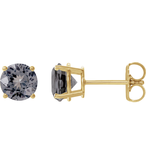 1874 14K Yellow Set Round Natural Gray Spinel Pair 6 Mm Friction Friction Backs Included 4-Prong Polished Natural Gray Spinel Stud Earrings