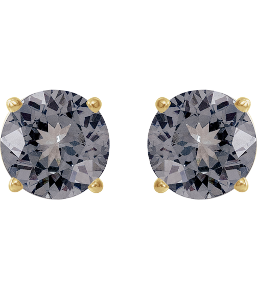 1874 14K Yellow Set Round Natural Gray Spinel Pair 6 Mm Friction Friction Backs Included 4-Prong Polished Natural Gray Spinel Stud Earrings