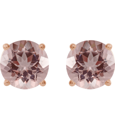 1874 14K Rose Set Round Natural Pink Morganite Pair 7 Mm Friction Friction Backs Included 4-Prong Polished Natural Morganite Stud Earrings