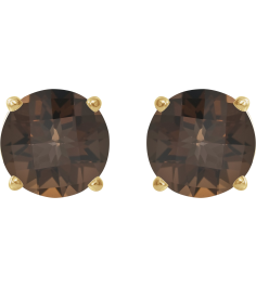 1874 14K Yellow Set Round Natural Smoky Quartz Pair 7 Mm Friction Friction Backs Included 4-Prong Polished Natural Smoky Quartz Stud Earrings