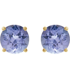 1874 14K Yellow Set Round Natural Tanzanite Pair 7 Mm Friction Friction Backs Included 4-Prong Polished Natural Tanzanite Stud Earrings