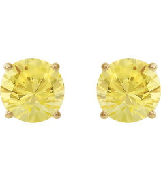 1874 14K Yellow Set Round Lab-Grown Yellow Sapphire Pair 7 Mm Friction Friction Backs Included 4-Prong Polished Lab-Grown Yellow Sapphire Stud Earrings