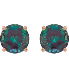 1874 14K Rose Set Round Lab-Grown Alexandrite Pair 8 Mm Friction Friction Backs Included 4-Prong Polished Lab-Grown Alexandrite Stud Earrings