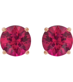 1874 14K Rose Set Round Lab-Grown Ruby Pair 8 Mm Friction Friction Backs Included 4-Prong Polished Lab-Grown Ruby Stud Earrings