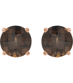 1874 14K Rose Set Round Natural Smoky Quartz Pair 8 Mm Friction Friction Backs Included 4-Prong Polished Natural Smoky Quartz Stud Earrings