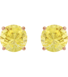 1874 14K Rose Set Round Lab-Grown Yellow Sapphire Pair 8 Mm Friction Friction Backs Included 4-Prong Polished Lab-Grown Yellow Sapphire Stud Earrings