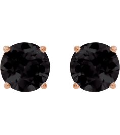 1874 14K Rose Set Round Natural Onyx Pair 6 Mm Threaded Threaded Backs Included 4-Prong Polished Natural Onyx Stud Earrings
