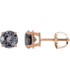 1874 14K Rose Set Round Natural Gray Spinel Pair 6 Mm Threaded Threaded Backs Included 4-Prong Polished Natural Gray Spinel Stud Earrings