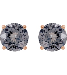 1874 14K Rose Set Round Natural Gray Spinel Pair 6 Mm Threaded Threaded Backs Included 4-Prong Polished Natural Gray Spinel Stud Earrings