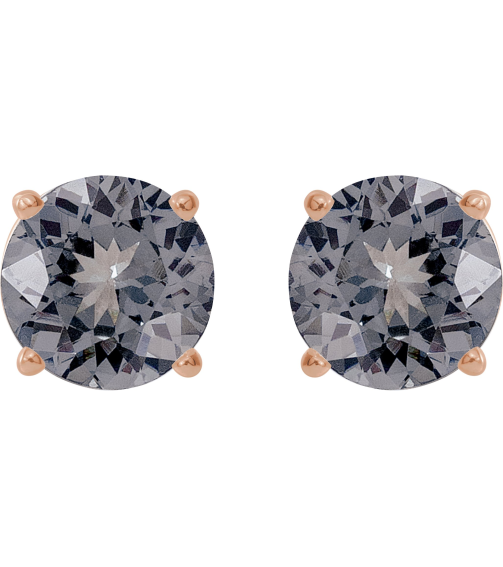 1874 14K Rose Set Round Natural Gray Spinel Pair 6 Mm Threaded Threaded Backs Included 4-Prong Polished Natural Gray Spinel Stud Earrings