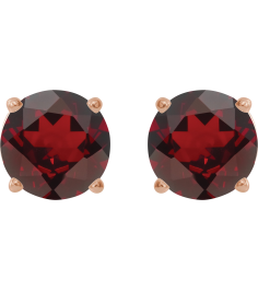 1874 14K Rose Set Round Natural Mozambique Garnet Pair 6 Mm Threaded Threaded Backs Included 4-Prong Polished Natural Mozambique Garnet Stud Earrings