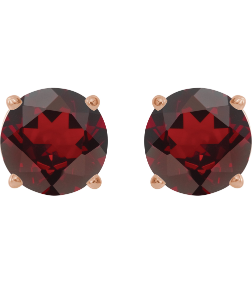 1874 14K Rose Set Round Natural Mozambique Garnet Pair 6 Mm Threaded Threaded Backs Included 4-Prong Polished Natural Mozambique Garnet Stud Earrings
