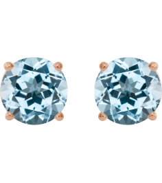 1874 14K Rose Set Round Natural Sky Blue Topaz Pair 6 Mm Threaded Threaded Backs Included 4-Prong Polished Natural Sky Blue Topaz Stud Earrings