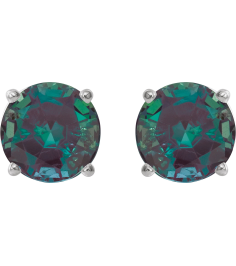 1874 14K White Set Round Lab-Grown Alexandrite Pair 6 Mm Threaded Threaded Backs Included 4-Prong Polished Lab-Grown Alexandrite Stud Earrings