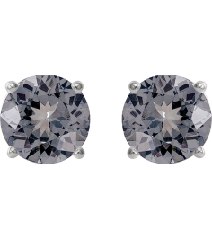 1874 14K White Set Round Natural Gray Spinel Pair 6 Mm Threaded Threaded Backs Included 4-Prong Polished Natural Gray Spinel Stud Earrings