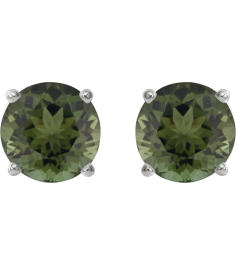 1874 14K White Set Round Natural Green Tourmaline Pair 6 Mm Threaded Threaded Backs Included 4-Prong Polished Natural Green Tourmaline Stud Earrings