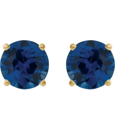 1874 14K Yellow Set Round Lab-Grown Blue Sapphire Pair 6 Mm Threaded Threaded Backs Included 4-Prong Polished Lab-Grown Blue Sapphire Stud Earrings