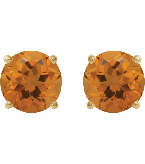 1874 14K Yellow Set Round Natural Citrine Pair 6 Mm Threaded Threaded Backs Included 4-Prong Polished Natural Citrine Stud Earrings
