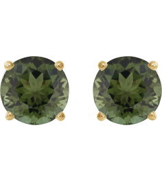 1874 14K Yellow Set Round Natural Green Tourmaline Pair 6 Mm Threaded Threaded Backs Included 4-Prong Polished Natural Green Tourmaline Stud Earrings