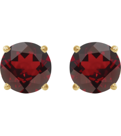 1874 14K Yellow Set Round Natural Mozambique Garnet Pair 6 Mm Threaded Threaded Backs Included 4-Prong Polished Natural Mozambique Garnet Stud Earrings