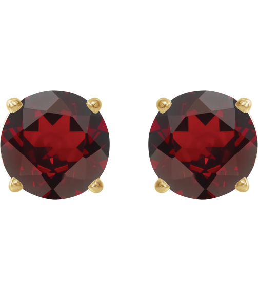 1874 14K Yellow Set Round Natural Mozambique Garnet Pair 6 Mm Threaded Threaded Backs Included 4-Prong Polished Natural Mozambique Garnet Stud Earrings