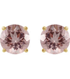 1874 14K Yellow Set Round Natural Pink Morganite Pair 6 Mm Threaded Threaded Backs Included 4-Prong Polished Natural Morganite Stud Earrings
