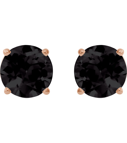 1874 14K Rose Set Round Natural Onyx Pair 7 Mm Threaded Threaded Backs Included 4-Prong Polished Natural Onyx Stud Earrings