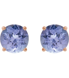 1874 14K Rose Set Round Natural Tanzanite Pair 7 Mm Threaded Threaded Backs Included 4-Prong Polished Natural Tanzanite Stud Earrings