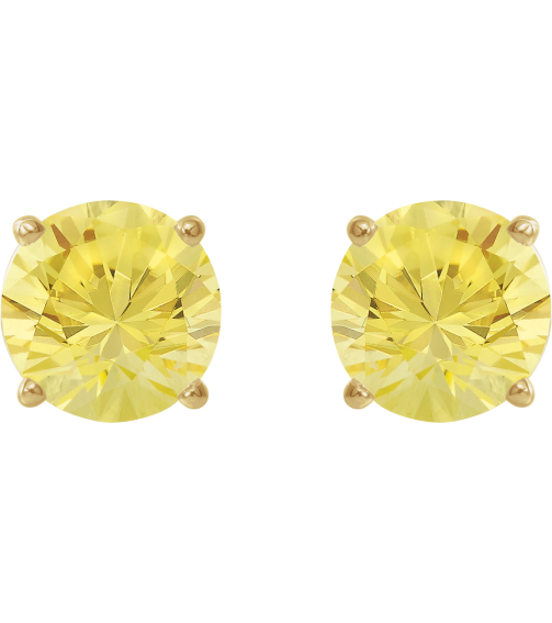 1874 14K Yellow Set Round Lab-Grown Yellow Sapphire Pair 7 Mm Threaded Threaded Backs Included 4-Prong Polished Lab-Grown Yellow Sapphire Stud Earrings