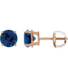 1874 14K Rose Set Round Lab-Grown Blue Sapphire Pair 8 Mm Threaded Threaded Backs Included 4-Prong Polished Lab-Grown Blue Sapphire Stud Earrings