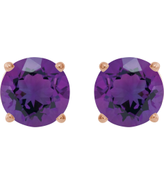 1874 14K Rose Set Round Natural Amethyst Pair 8 Mm Threaded Threaded Backs Included 4-Prong Polished Natural Amethyst Stud Earrings