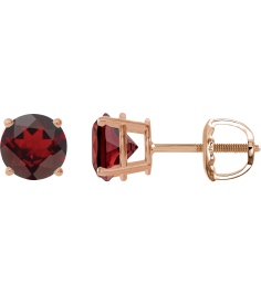 1874 14K Rose Set Round Natural Mozambique Garnet Pair 8 Mm Threaded Threaded Backs Included 4-Prong Polished Natural Mozambique Garnet Stud Earrings