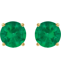 1874 14K Yellow Set Round Lab-Grown Emerald Pair 8 Mm Threaded Threaded Backs Included 4-Prong Polished Lab-Grown Emerald Stud Earrings