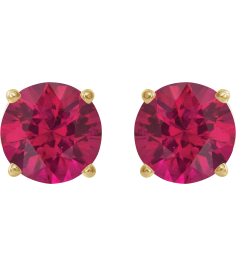 1874 14K Yellow Set Round Lab-Grown Ruby Pair 8 Mm Threaded Threaded Backs Included 4-Prong Polished Lab-Grown Ruby Stud Earrings