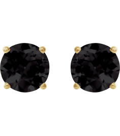 1874 14K Yellow Set Round Natural Onyx Pair 8 Mm Threaded Threaded Backs Included 4-Prong Polished Natural Onyx Stud Earrings