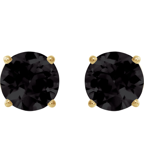 1874 14K Yellow Set Round Natural Onyx Pair 8 Mm Threaded Threaded Backs Included 4-Prong Polished Natural Onyx Stud Earrings