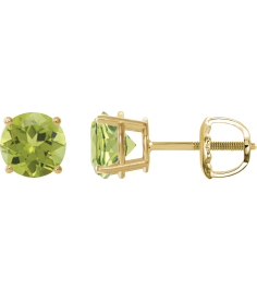 1874 14K Yellow Set Round Natural Peridot Pair 8 Mm Threaded Threaded Backs Included 4-Prong Polished Natural Peridot Stud Earrings