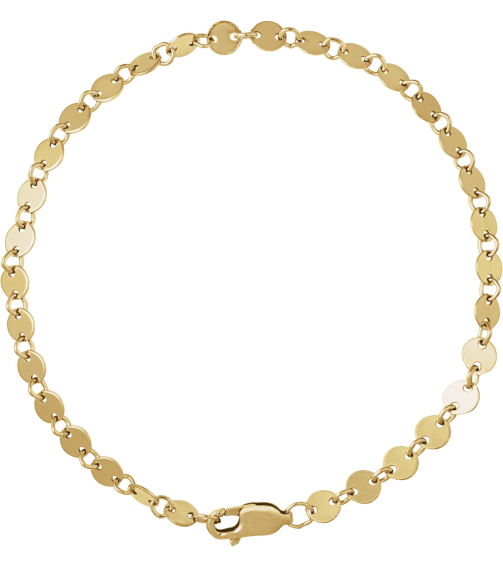 Ch1268 14K Yellow Gold Filled Mirror 4 Mm 7 In Lobster Clasp Polished Round Mirror Chain