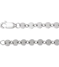 Ch1268 Sterling Silver Mirror 4 Mm 7 In Lobster Clasp Polished Round Mirror Chain