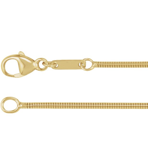 Ch1271 14K Yellow Snake 1.2 Mm 7 In Lobster Clasp Polished Boa Snake Chain