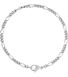 Ch1275 Titanium Figaro 3.6 Mm 8 In Lobster Clasp Polished Curbed Figaro Chain Bracelet