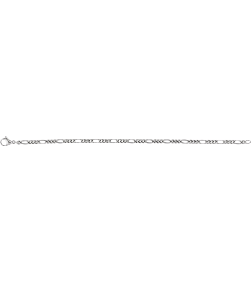 Ch1275 Titanium Figaro 3.6 Mm 8 In Lobster Clasp Polished Curbed Figaro Chain Bracelet