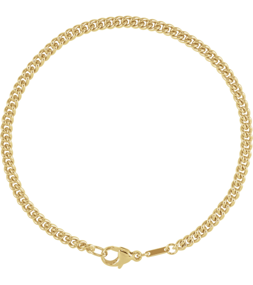 Ch1276 14K Yellow Curb 3.4 Mm 8 In Lobster Clasp Polished Curb Chain