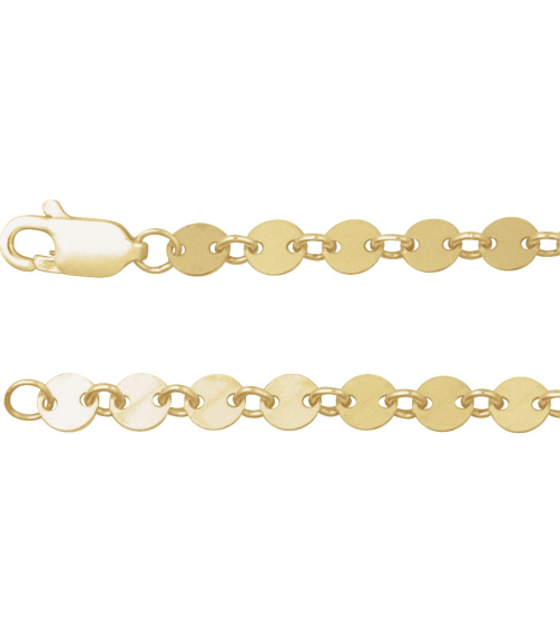 Ch1268 14K Yellow Gold Filled Mirror 4 Mm 16 In Lobster Clasp Polished Round Mirror Chain