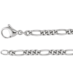 Ch1275 Titanium Figaro 3.6 Mm 18 In Lobster Clasp Polished Curbed Figaro Chain